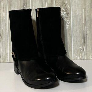 Trotters Signature Limona Black Suede & Leather Midcalf Boots New in Box 8W